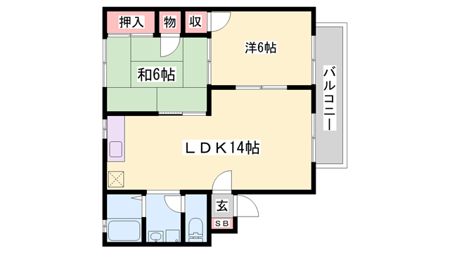 セジュール英賀保(2LDK/2階)の間取り写真
