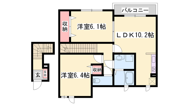 クラッセ参番館(2LDK/2階)の間取り写真