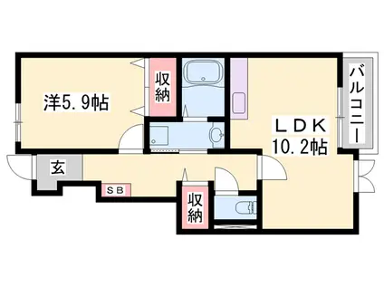 アバンツァート野村 2棟(1LDK/1階)の間取り写真