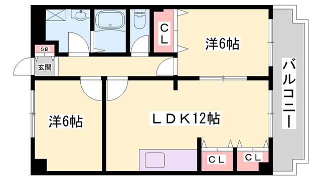 メーゾントリイ(2LDK/3階)の間取り写真