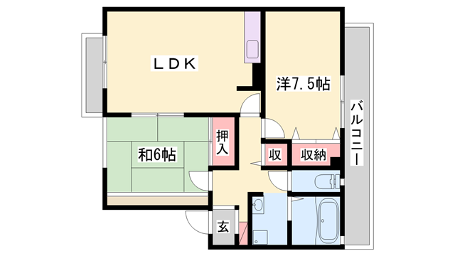 トゥールーズ(2LDK/1階)の間取り写真