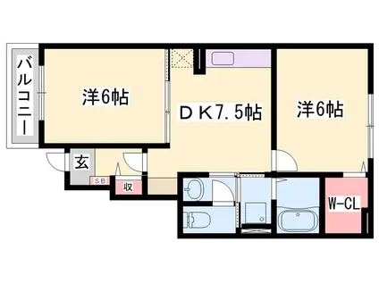 フィオレンティーナ2(2DK/1階)の間取り写真
