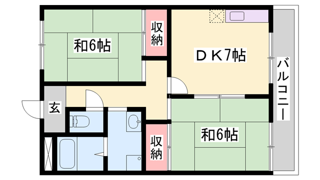ハイツ早瀬公園前(2DK/2階)の間取り写真