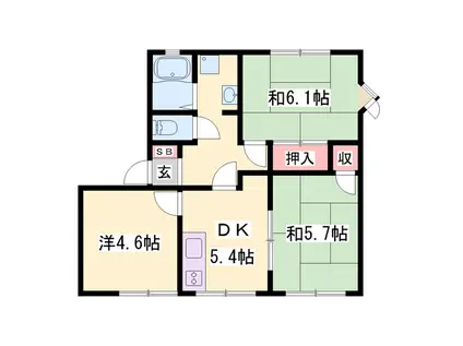 ハイツ宝和(3DK/2階)の間取り写真