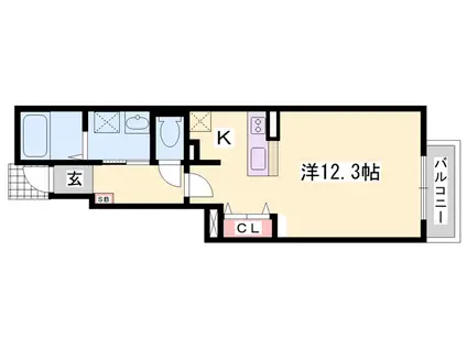 サンセール(1K/1階)の間取り写真