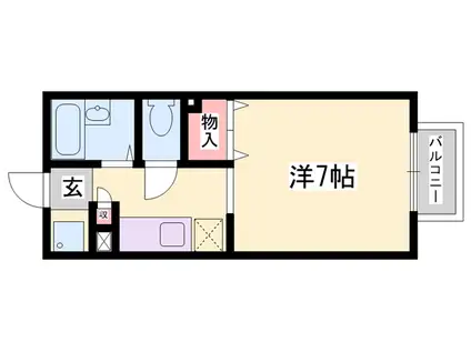 パセオ姫路Ⅱ(1K/2階)の間取り写真