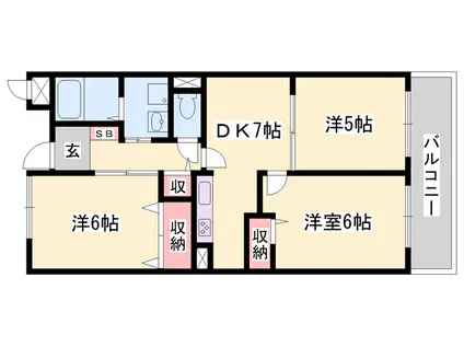 シャルマン今宿(3DK/2階)の間取り写真