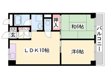 龍宮ハイツ(2LDK/5階)の間取り写真