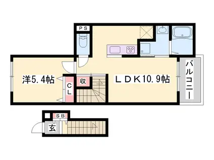 パジェール・アン(1LDK/2階)の間取り写真