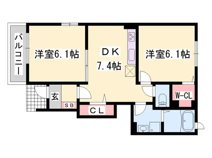 さくら 弐番館(2DK/1階)の間取り写真