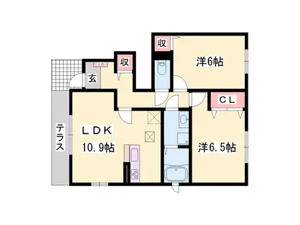 ブライトメアリーⅤ(2LDK/1階)の間取り写真
