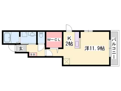 アバンツァート玉手Ⅲ(1K/1階)の間取り写真