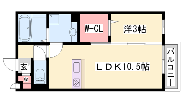 ベルメゾン荒川(1LDK/2階)の間取り写真