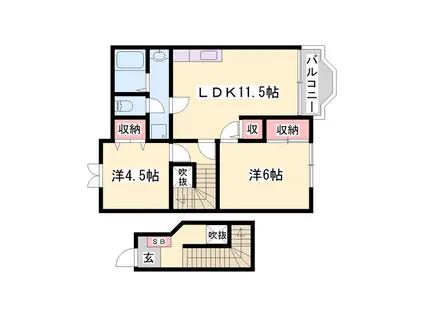 S&RⅠ(2LDK/2階)の間取り写真