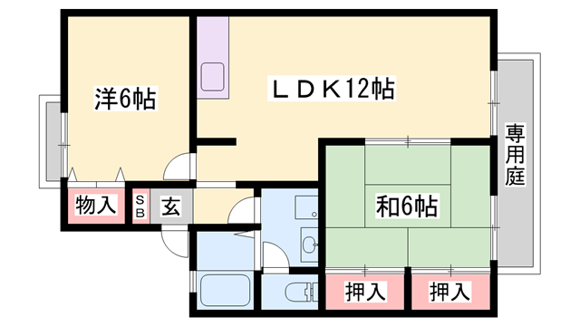 セジュール清水A棟(2LDK/1階)の間取り写真
