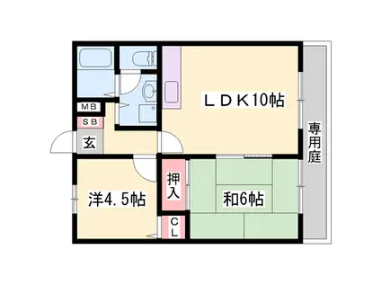 クレール香呂A(2LDK/2階)の間取り写真