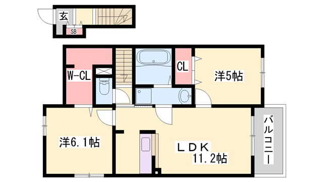 フリーデⅡ(2LDK/2階)の間取り写真