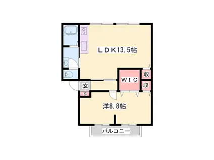 ハイツサンライフ B棟(1LDK/2階)の間取り写真