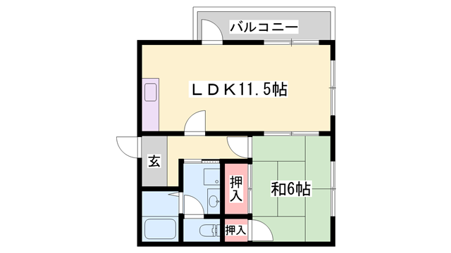 船場スカイハイツ(1LDK/6階)の間取り写真