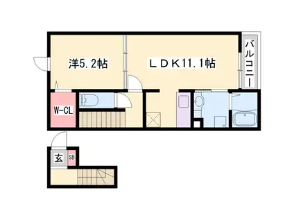 パル山崎(1LDK/2階)の間取り写真