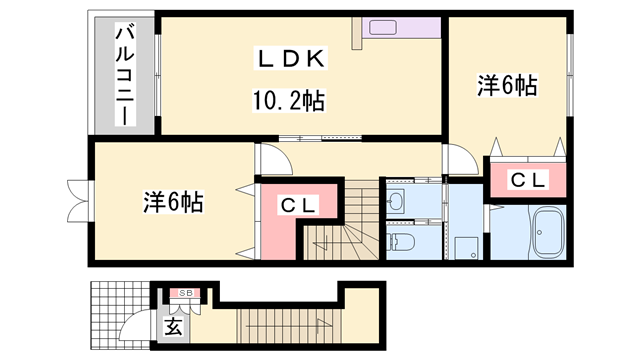 ミルト・タウンT(2LDK/2階)の間取り写真