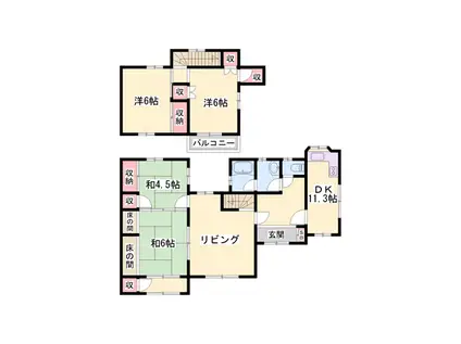 山陽本線 姫路駅 バス乗車時間：23分 書写山ロープウェイバス停で下車 徒歩1分 2階建 築49年(5LDK)の間取り写真