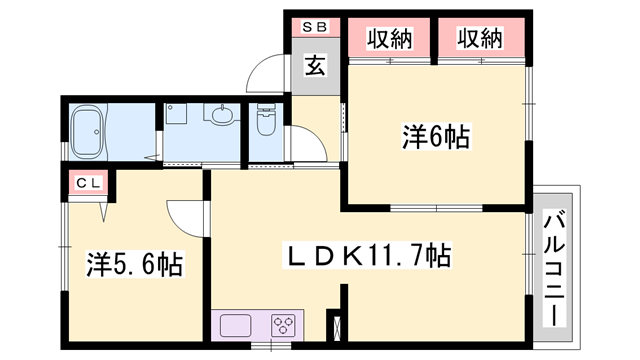 フォーレス御立東(2LDK/2階)の間取り写真