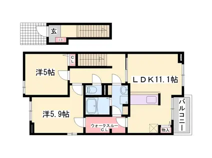 フォルトゥーナ・MⅡ(2LDK/2階)の間取り写真