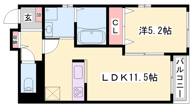 ファミール伊伝居(1LDK/1階)の間取り写真