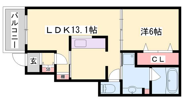 ベル フルールⅡ(1LDK/1階)の間取り写真