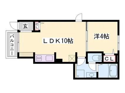 エスペランサ白国Ⅱ(1LDK/1階)の間取り写真