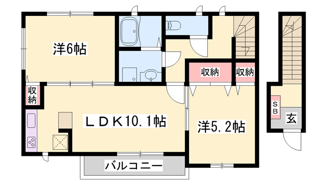 ポーシェガーデン6(2LDK/2階)の間取り写真