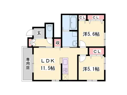 エミネントグレイスA(2LDK/1階)の間取り写真