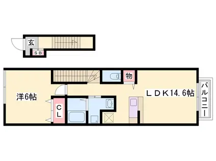 プラシード・ピアッツァ(1LDK/2階)の間取り写真