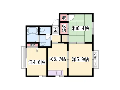 MSイーストプラザ(3K/2階)の間取り写真