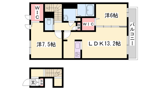 テネラメンテ(2LDK/2階)の間取り写真