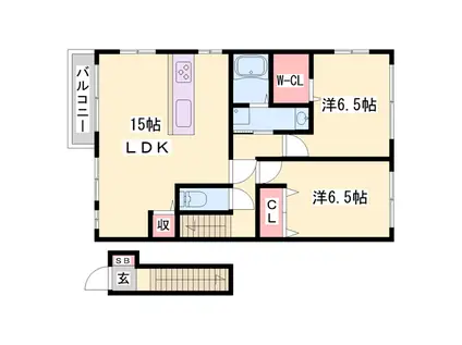 コンフォート大島Ⅳ B棟(2LDK/2階)の間取り写真
