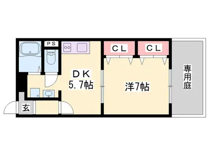 ウエストビラ(1DK/1階)の間取り写真