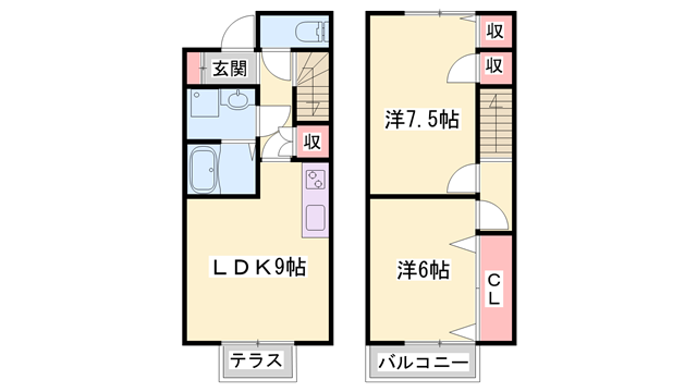 メゾンフロイデ3番館(2LDK/1階)の間取り写真