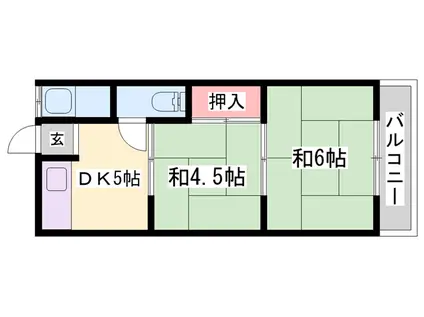 浜の宮ハイツ(2DK/2階)の間取り写真