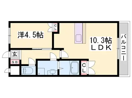 ファームヴィレッジ・やしろⅤ(1LDK/2階)の間取り写真