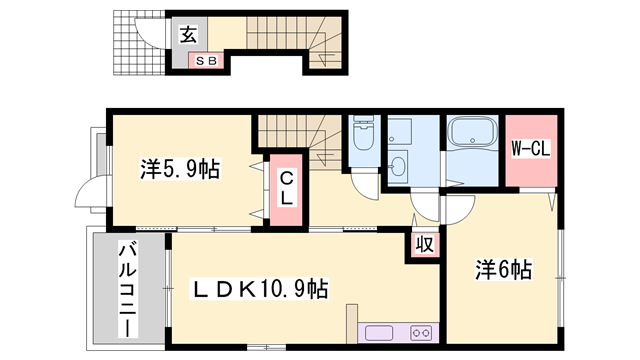 パン ルージュ2(2LDK/2階)の間取り写真