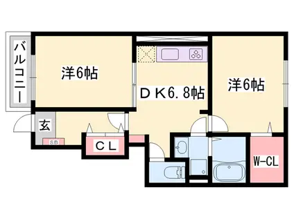 サンリットヴィラA(2DK/1階)の間取り写真