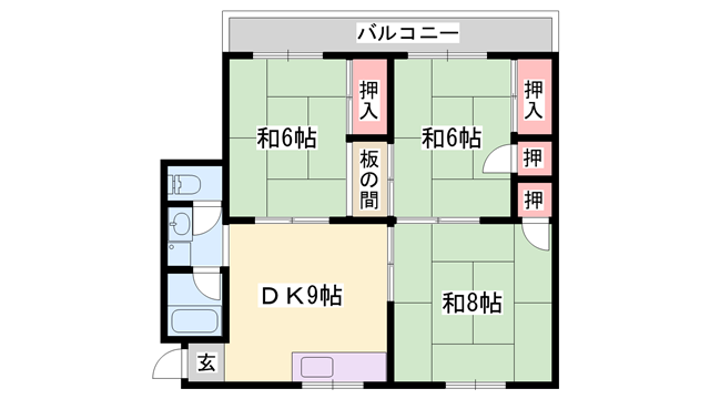 コーポ博(3DK/3階)の間取り写真