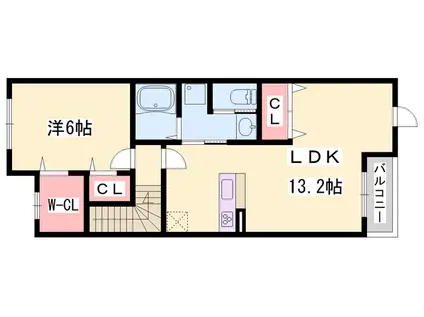 ウッドパストラルII(1LDK/2階)の間取り写真