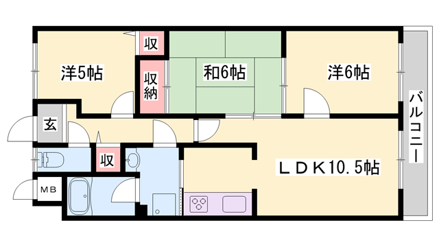 ラフェスタ大塩(3LDK/4階)の間取り写真