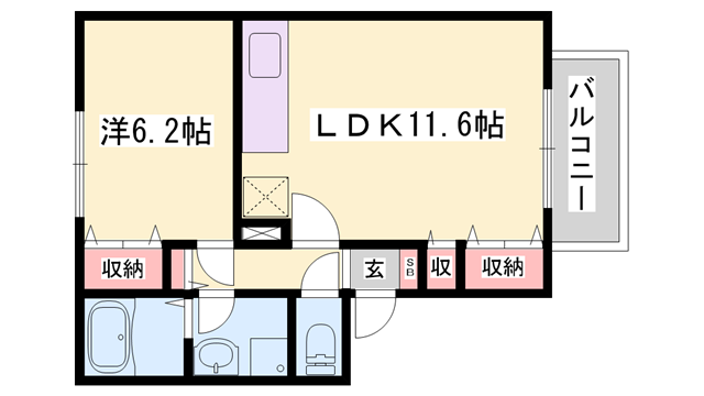 ハイツヤヒチ(1LDK/2階)の間取り写真