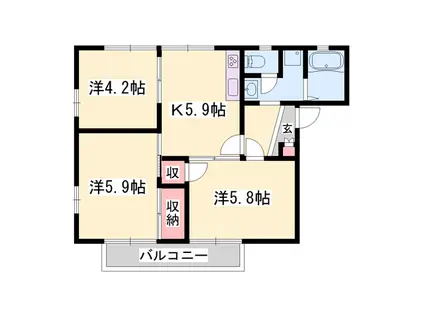 クレスコ(3K/2階)の間取り写真