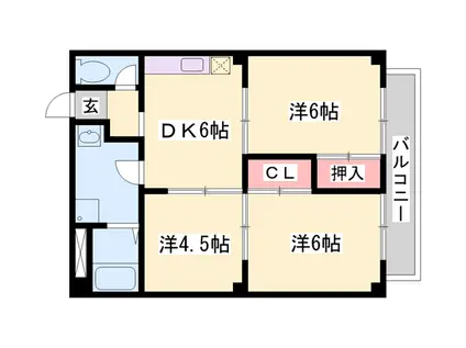 パルネット加古(3DK/2階)の間取り写真