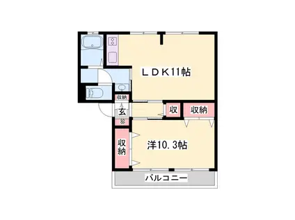 サンライフ雅B棟(1LDK/1階)の間取り写真